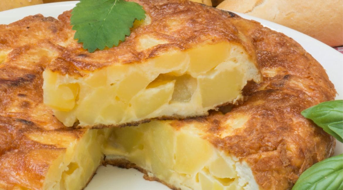 Traditional Spanish Tortilla with eggs, potatoes, and onions