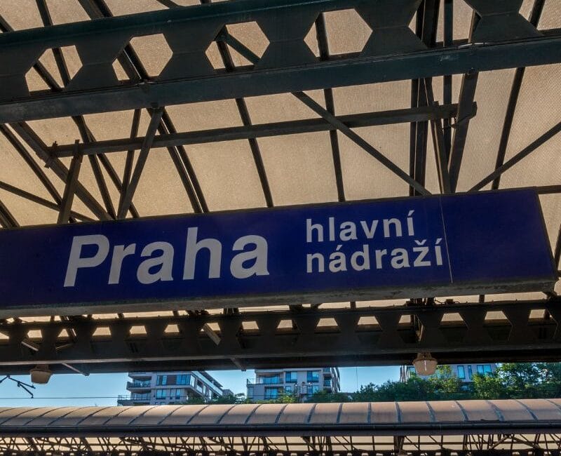 Train at Prague Hlavní Nádraží station ready for departure to Vienna