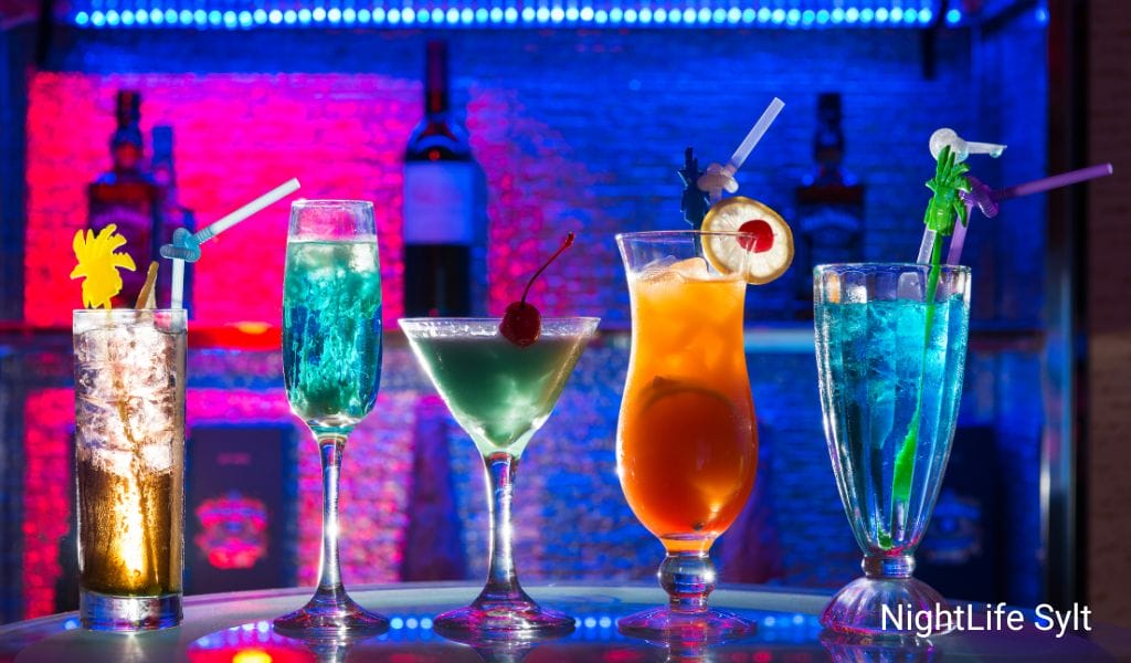 Colorful cocktails on a bar